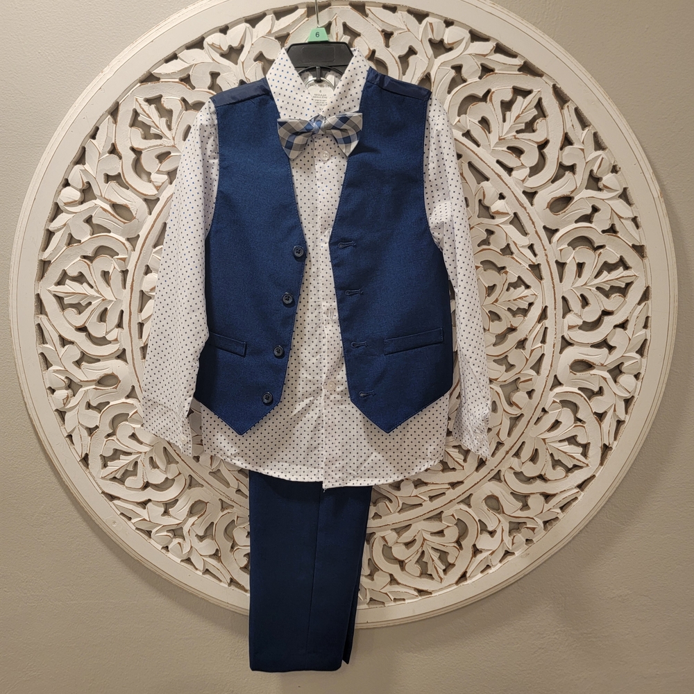 Boy Van Heusen Navy Blue Suit Vest Set, Size 6